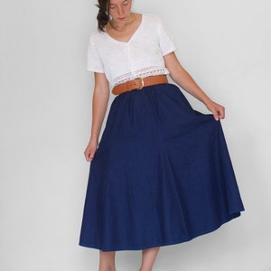 Long Denim Skirt Elastic Waist Denim Skirt Long Blue Skirt Long Chambray Skirt Pockets Denim Midi Skirt Denim Maxi Skirt image 6