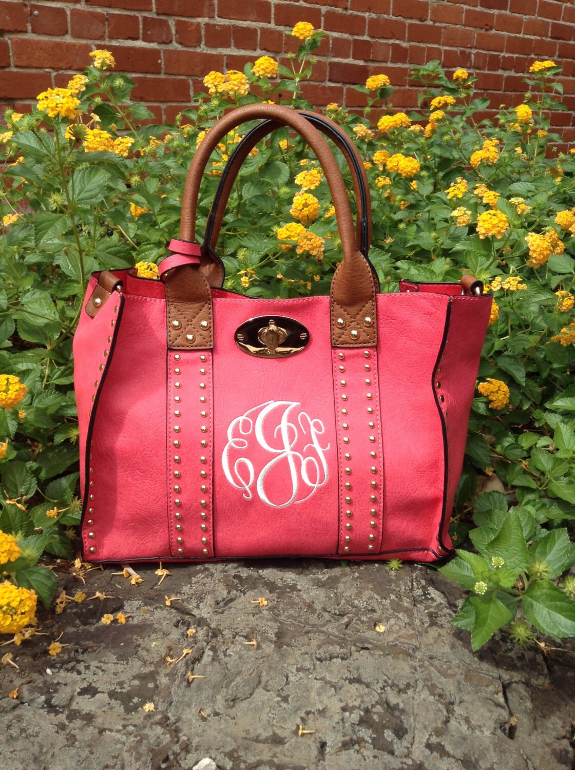 Beautiful Studded Purse Monogram Purse Preppy Monogram Etsy