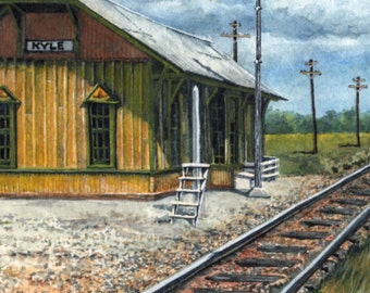 Historische Kyle Train Depot Print van Lynn Wilkerson's