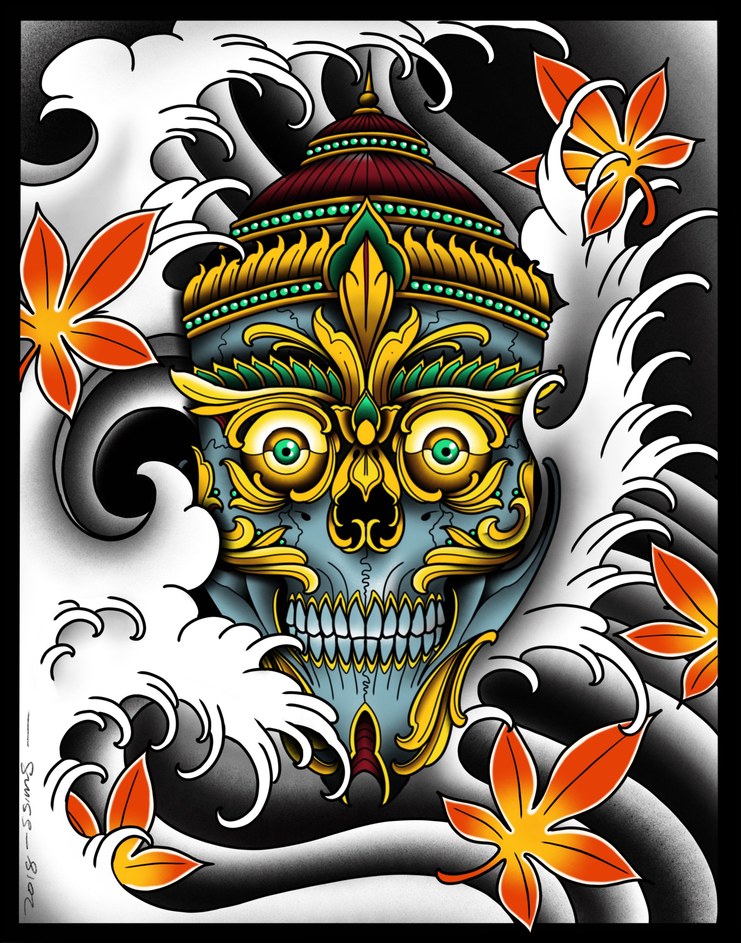 Tibetan Skull Tattoo by Marvin Silva TattooNOW