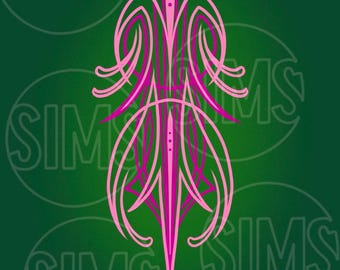 Pink and Green Pinstripe Design Decal or Wall Art - Digital File