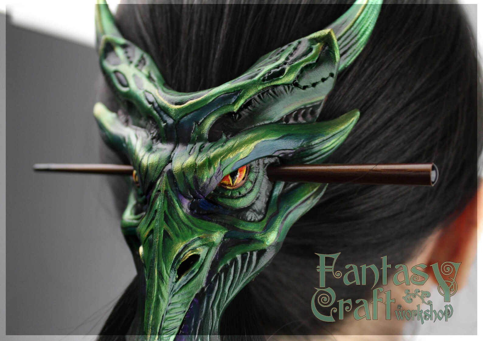 Blue Dragon Hair Pin - Oriental - wide 1