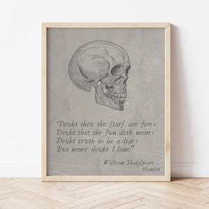 Hamlet Poster Print · Printable Home Decor · 8 x 10 Digital Art · Instant Download · Literary Gift · William Shakespeare · Dark Academia