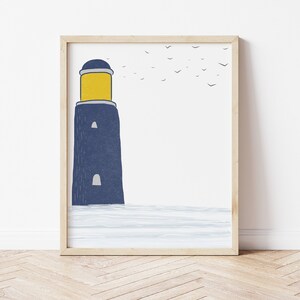 LIGHTHOUSE · Printable Home Decor · 8.5 x 11 Digital Art · Instant Download · Wall Art · SEASIDE · Nautical · Nursery Art