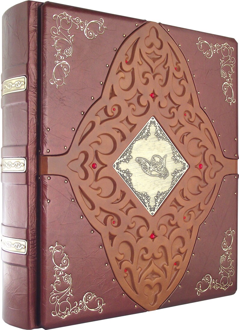 Handmade natural leather photoalbum, guest book, wedding album, family album, genuine leather photoalbum image 2