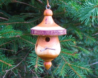 Birdhouse Ornament, Turned Wood Ornament, Unique Ornament,  Christmas Ornament, Rustict Ornament, Holiday Decor,  Rustic Ornament