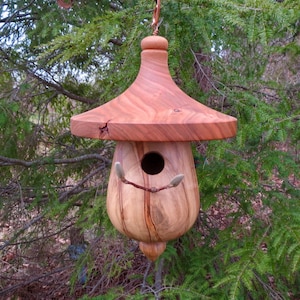Birdhouse,  Outdoor Turned Black Cherry and Ambrosia Maple Usable Birdhouse