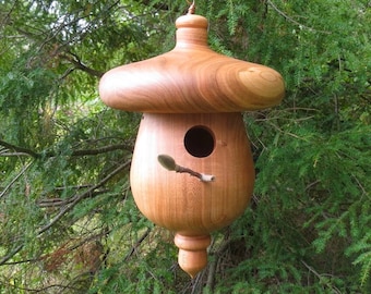 Birdhouse, Acorn Birdhouse, Unique Black Cherry Outdoor Birdhouse