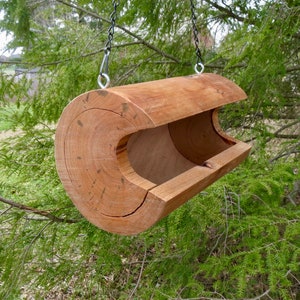 Bird Feeder-Wild Cherry, Super Large Hanging Log Bird Feeder, The Original Natural Log Seed Feeder