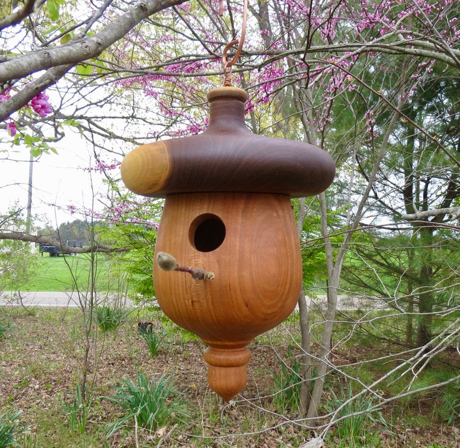 Birdhouse Turned Acorn Shaped Birdhouse Unique Birdhouse Etsy