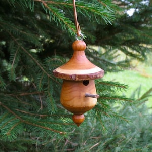 Birdhouse Ornament, Unique Hand turned Christmas Ornament image 1