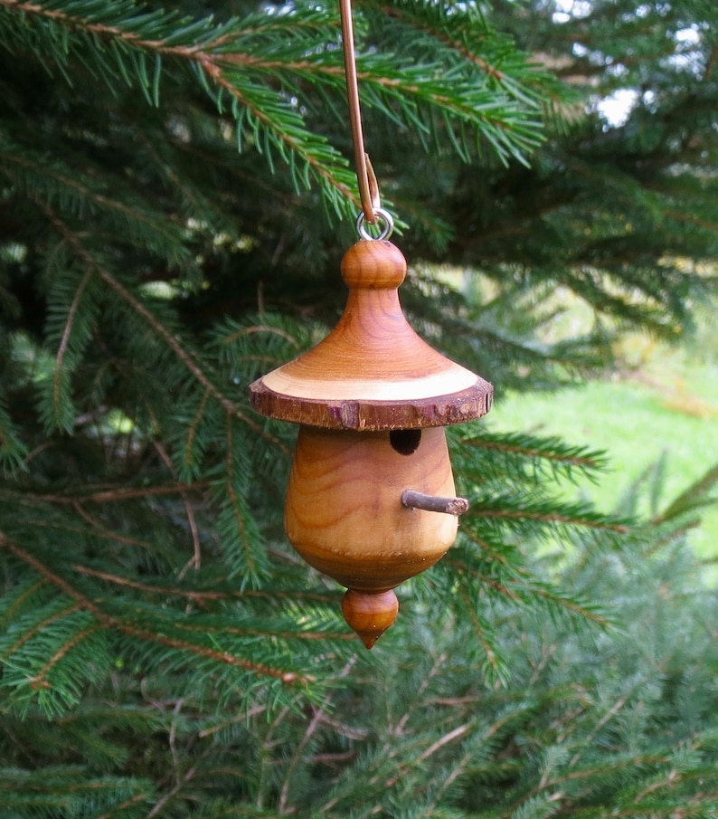 Birdhouse Ornament, Unique Hand turned Christmas Ornament image 1