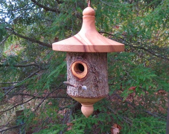 Birdhouse,  Outdoor Rustic Elm Bark Birdhouse,  Gift for Gardener