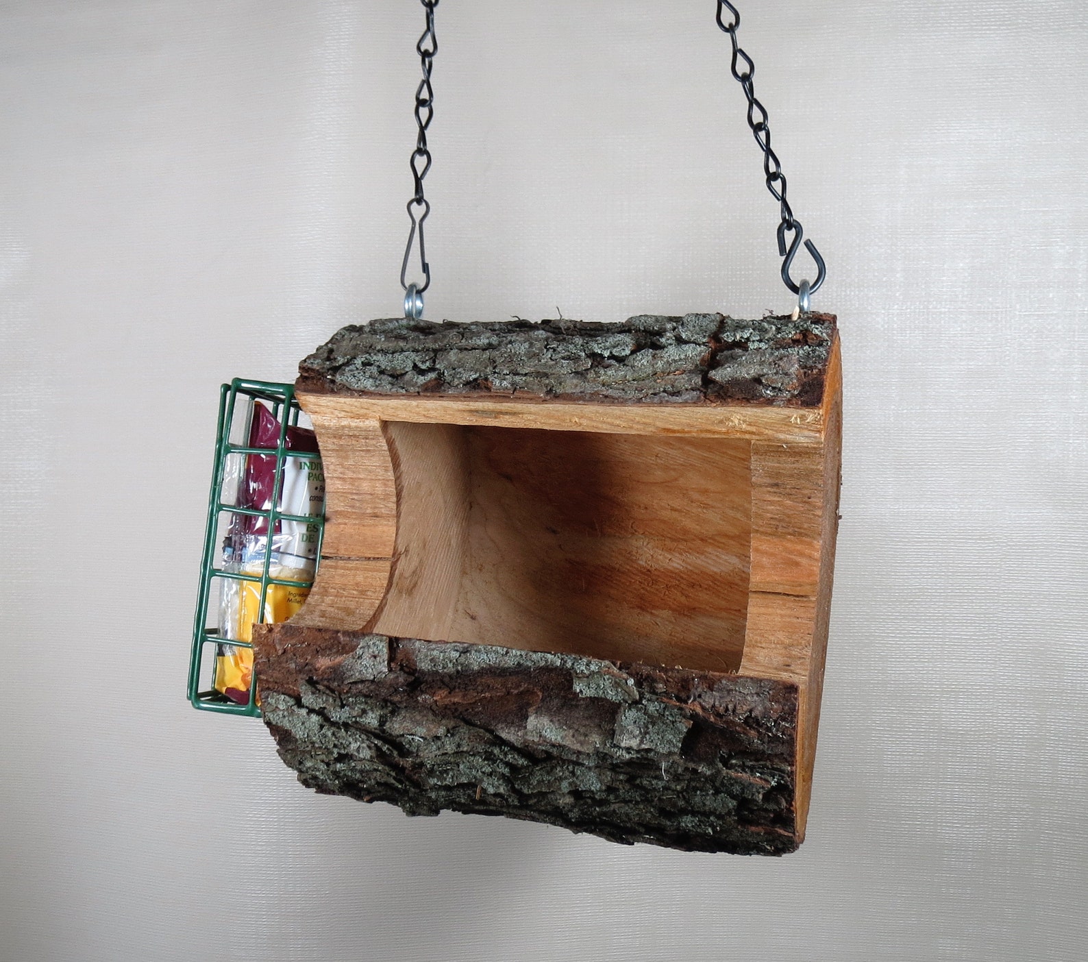 Bird Feeder Rustic Log Combo Seed & Suet Bird Feeder Wild Etsy