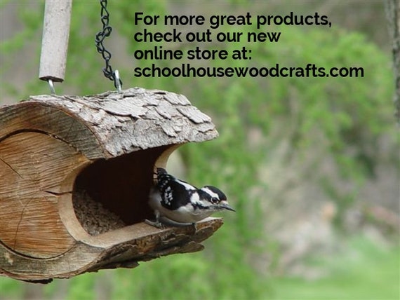 Bird Feeder Rustic Bird Feeder The Original Natural Log Bird Etsy