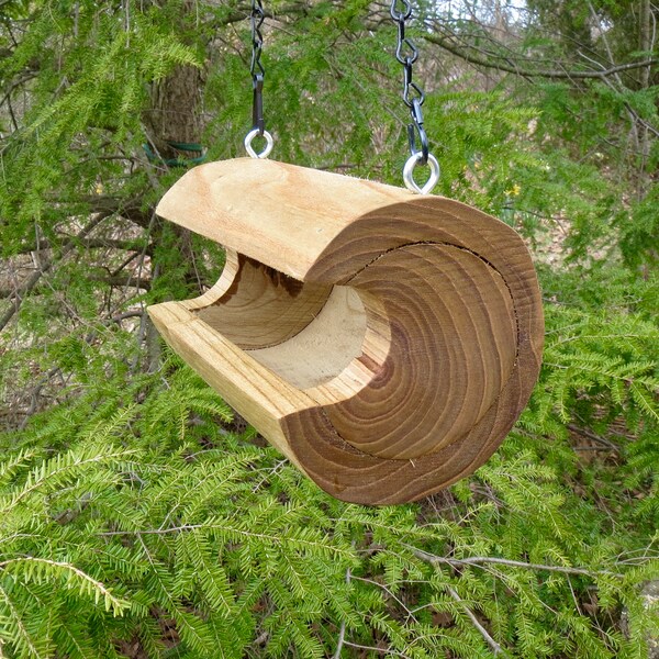 Bird Feeder, Rustic Hanging Catalpa Bird Feeder, The Original Natural Log Seed Feeder, Unique Bird Feeder, Garden Decor