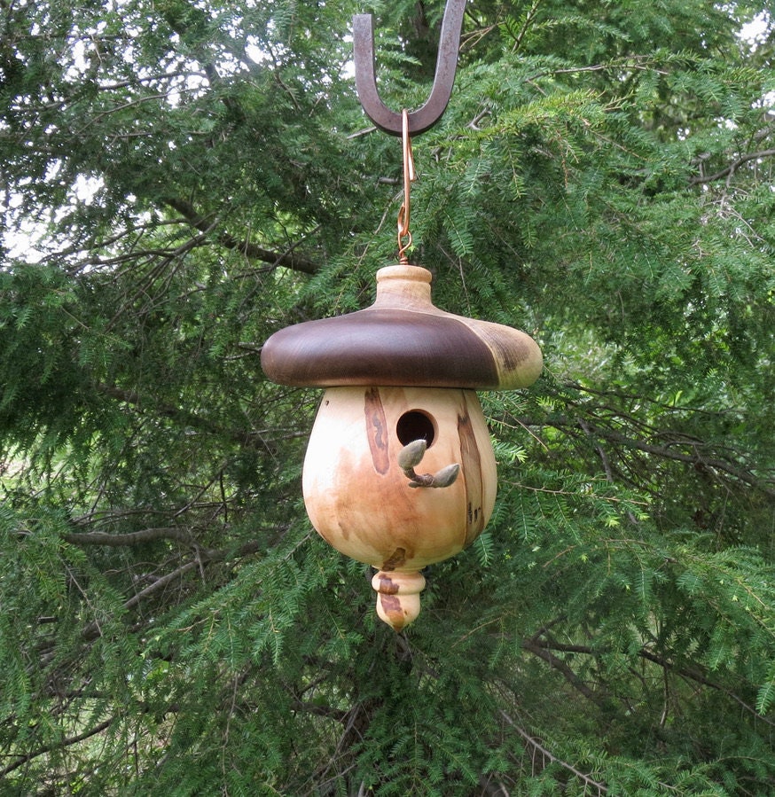 Birdhouse Turned Acorn Birdhouse Garden Decor Walnut & Etsy