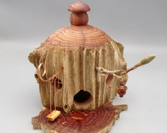 Fairy House, Waldorf Style Rustic Red Cedar Fairy House With a  Kinetic Swing