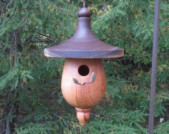 Birdhouse,  Unique Outdoor Hanging Birdhouse, Cherry & Walnut