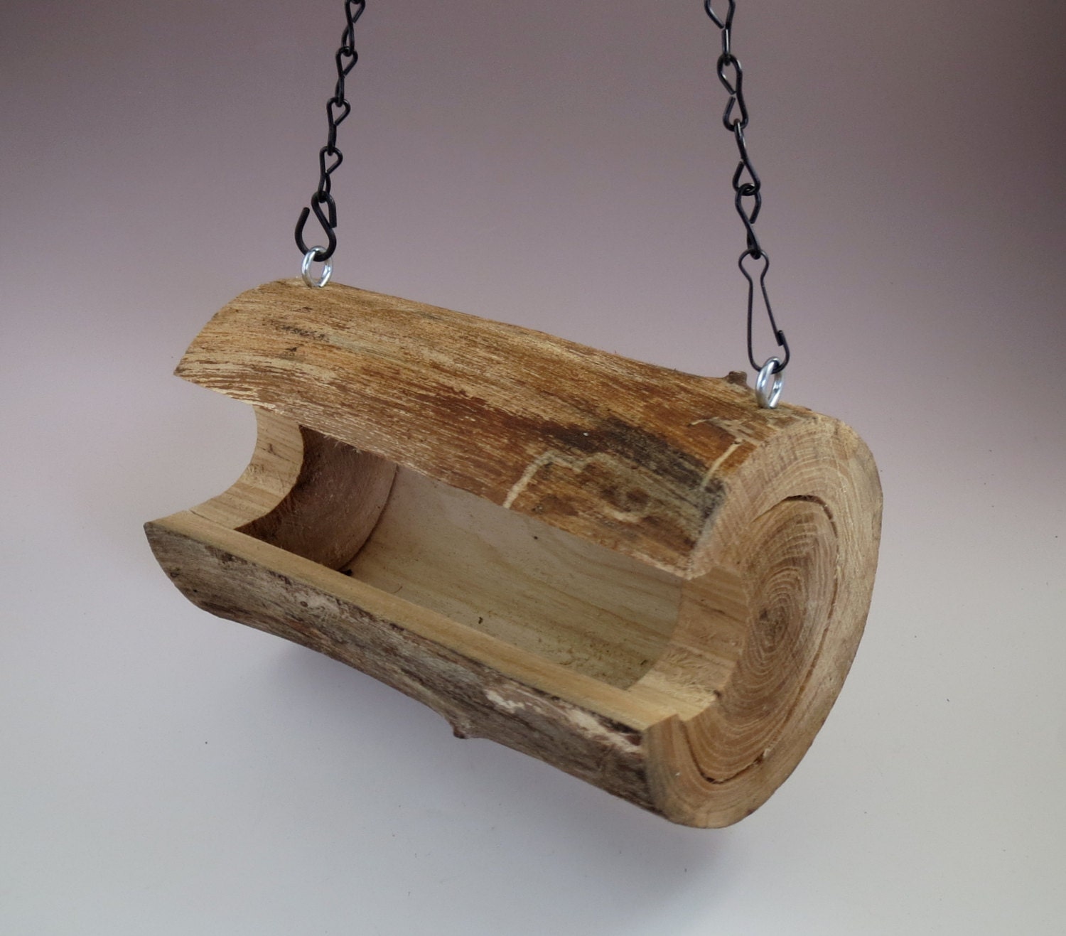Bird Feeder Log Bird Feeder Rustic Bird Feeder Barkless Etsy