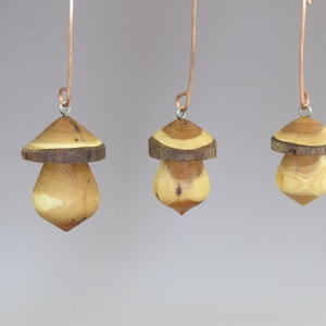 Wood Mushroom Ornaments, Three sizes or set of all three, Unique Mushroom Ornaments, Mushroom Lover's Gift image 1