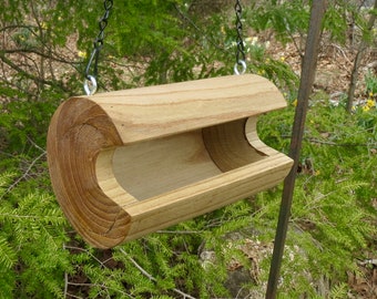 Bird Feeder- Smooth - Catalpa Hardwood - The Original Natural Log Seed Feeder-Bird Feeder - upcycled from fallen trees-Hand Made