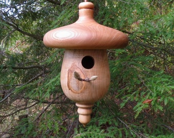 Elm and Ambrosia Maple Birdhouse, Upcycled Usable Birdhouse