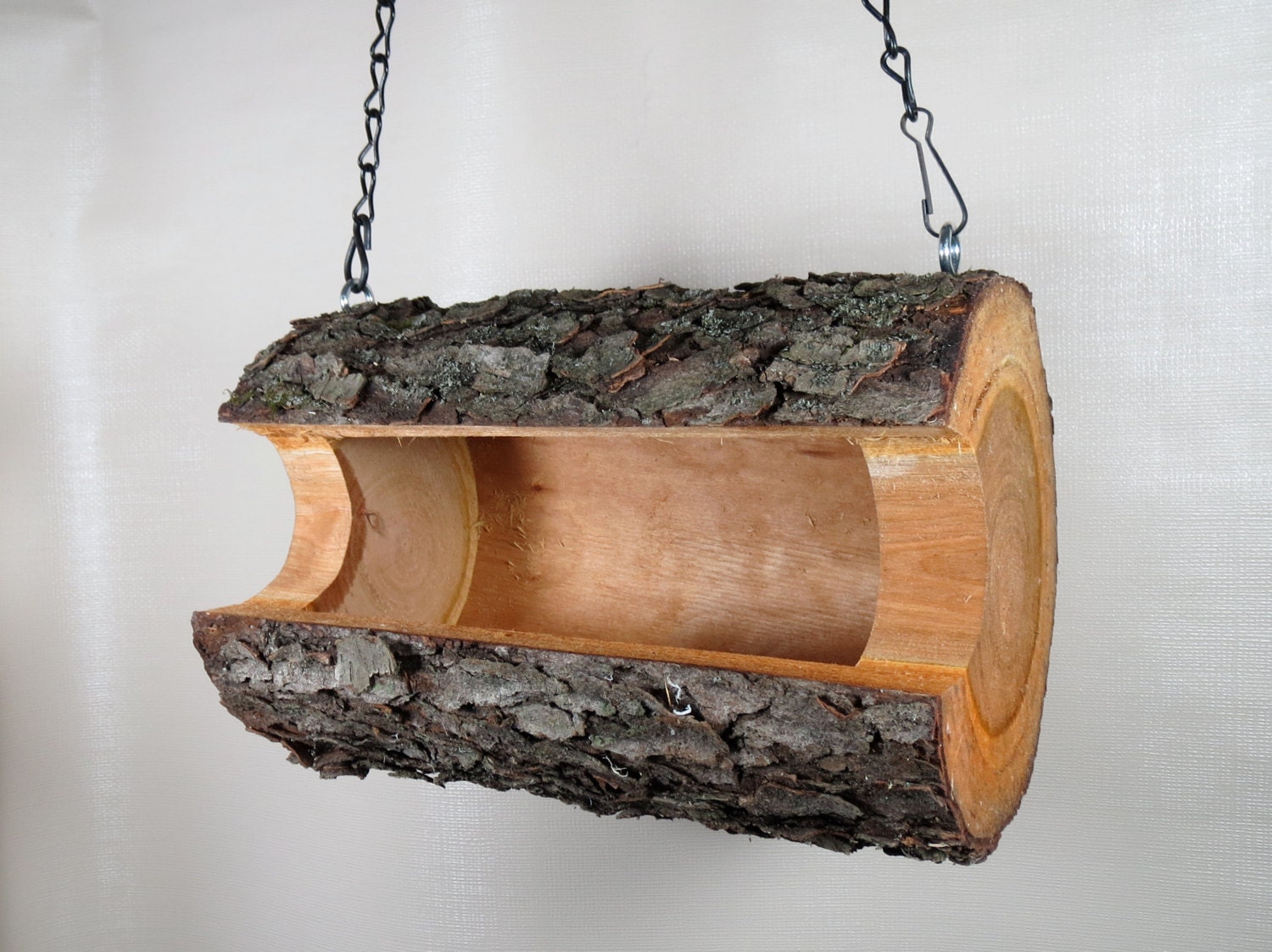 Rustic Bird Feeder Unique Log Birdfeeder Hanging Bird Etsy