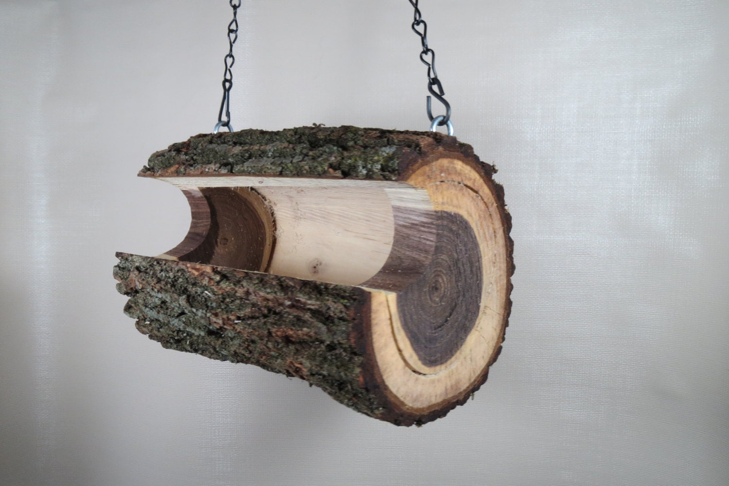 Hanging Log Wood Bird Feeder Black Walnut Bird Feeder The Etsy