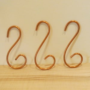 Copper Hooks, Set of Three Copper Hooks, Plant Hooks, Copper Utility Hooks, Birdhouse Hanger, Solid Copper Hooks, Shower Gift