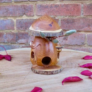 Fairy House, Yew Mushroom Fairy House with Swing, Tooth Fairy House, Waldorf Style