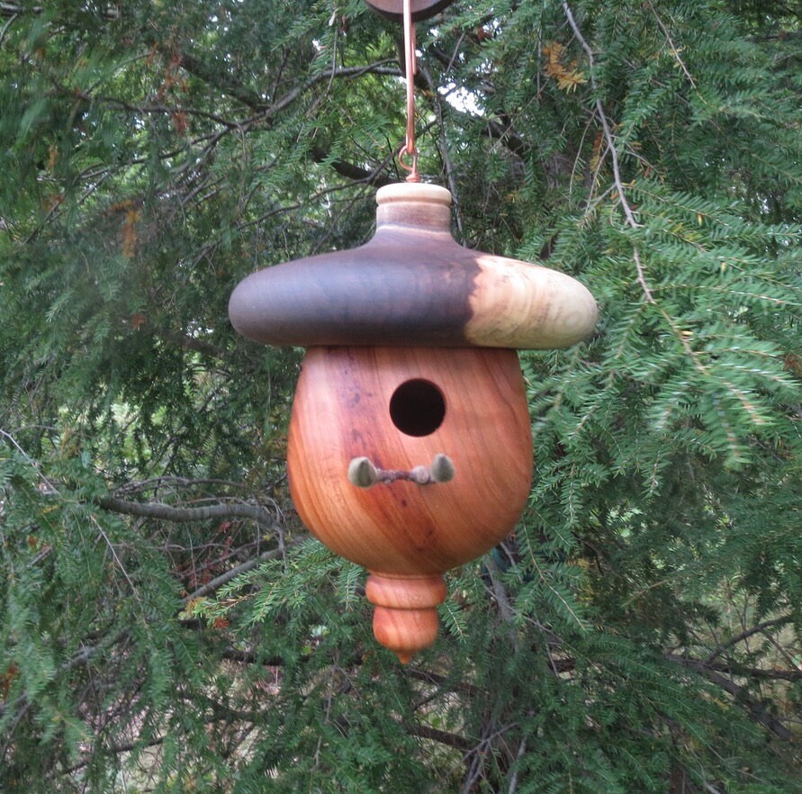 Turned Acorn Birdhouse Cool Birdhouse Upcycled Birdhouse Etsy