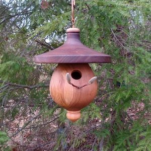 Birdhouse, Outdoor Black Walnut and Cherry Zen Birdhouse
