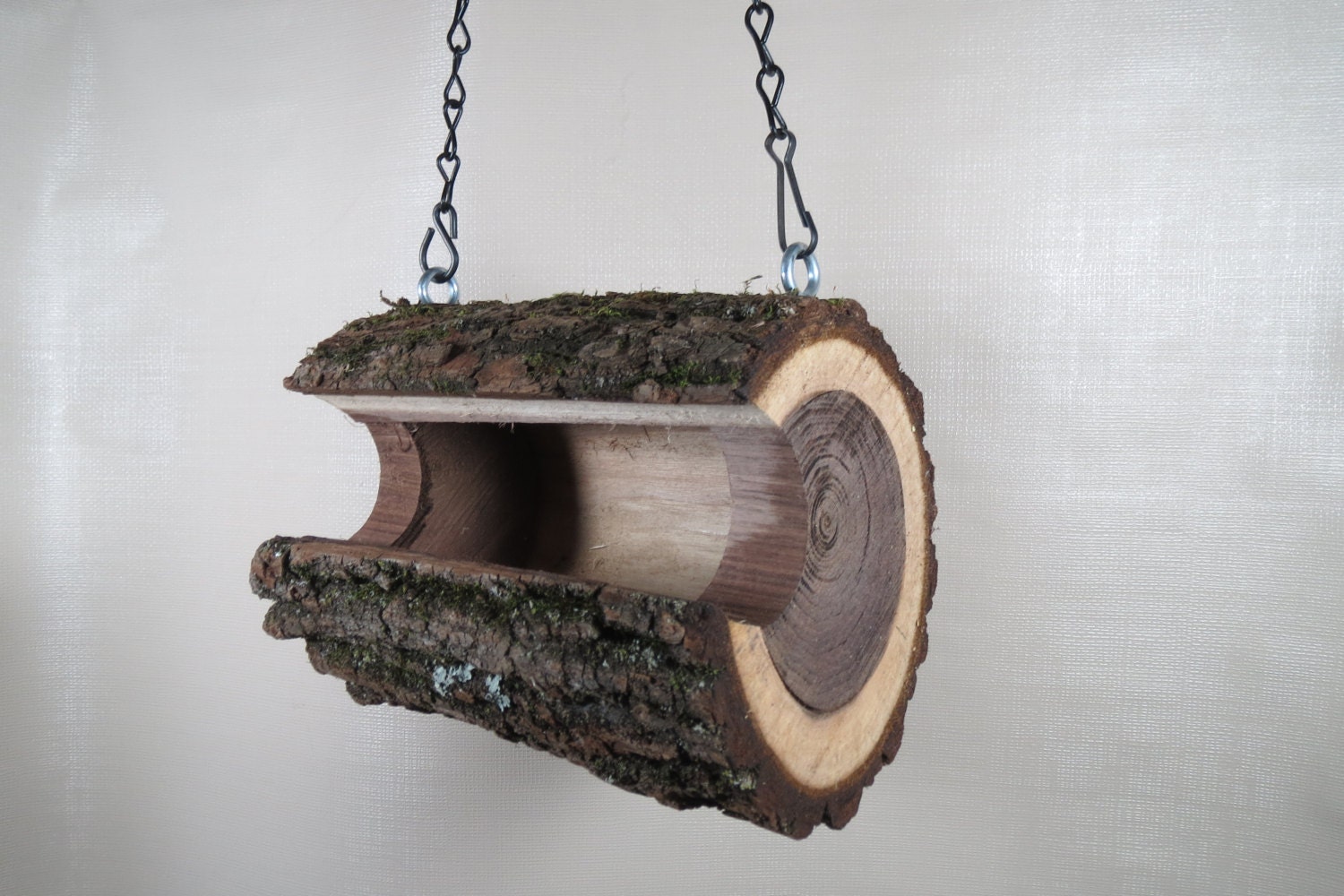 Hanging Log Bird Feeder Log Bird Feeders Wooden Bird Etsy