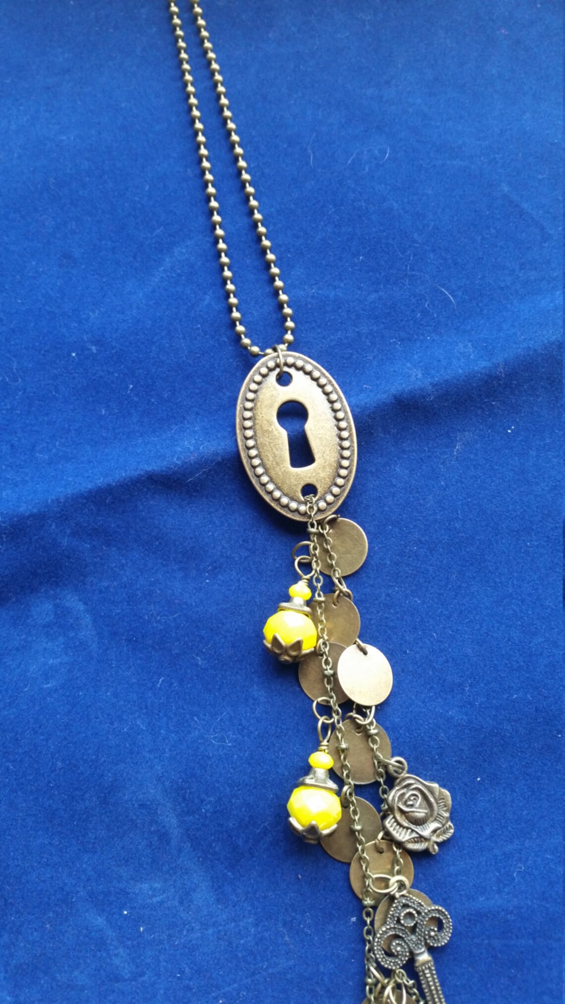 Handmade Vintage Looking Necklace Keys Wirewrapped Beads Etsy