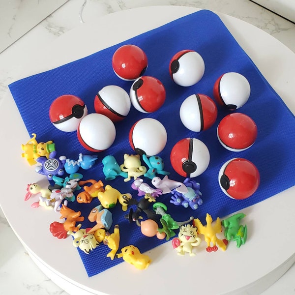 Pokemon Party Favors 12 Pokeballs and 24 Figurines Pikachu cake toppers pinata fillers prizes Free Ship