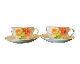 Vintage Floral Tea Cups and Saucers Set of 2, Made in Japan, Vintage Tea Cup, Tea Party, Set of Tea Cups and Saucers
