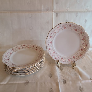 Vintage Mitterteich Bavaria Germany, Set of 7 Bread Plates, Pattern Lady Claire