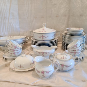 Juego de porcelana vintage Heinrich H&Co Bavaria Rosalinda - Diseño floral de rosas rosas Imperial Palace Kitchenware