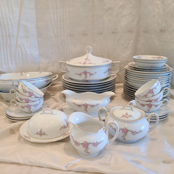 Vintage China Set, Heinrich H & Co. Selb Bavaria, Imperial/Palase, Pattern Rosalinda