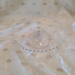 Vintage Candlewick Low Cake Stand, Imperial Glas Ohio, Clear Steel 3400, Cake Plate