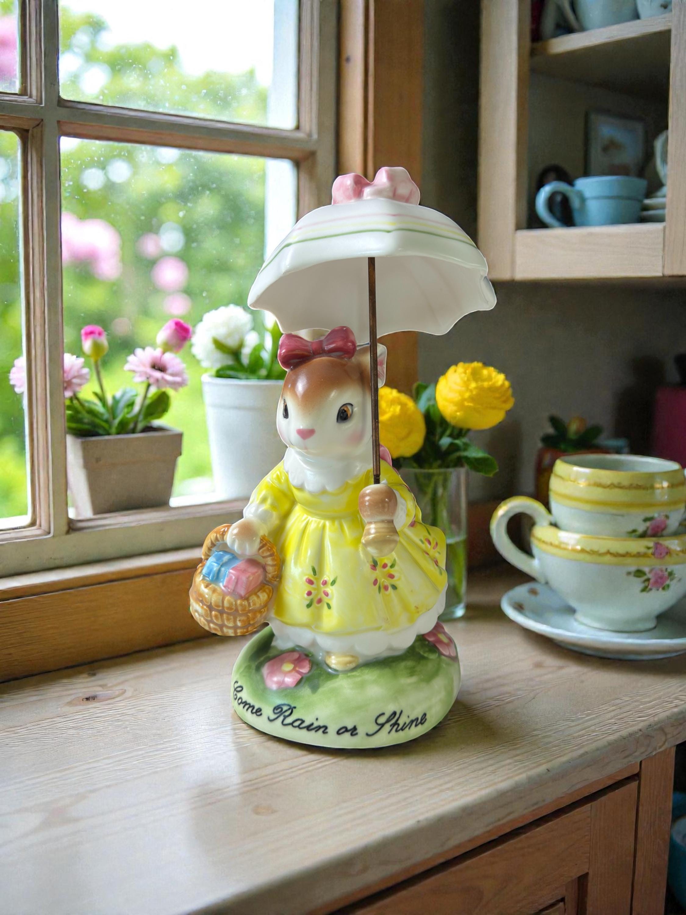Vintage Avon Cherished Moments Bunny Figurine Come Rain or Shine