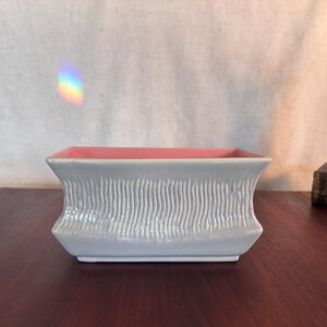 Vintage Red Wing Pottery Planter 1265, Gray and Pink Rectangular Ceramic Pot, Mid Century Modern Window Box Planter