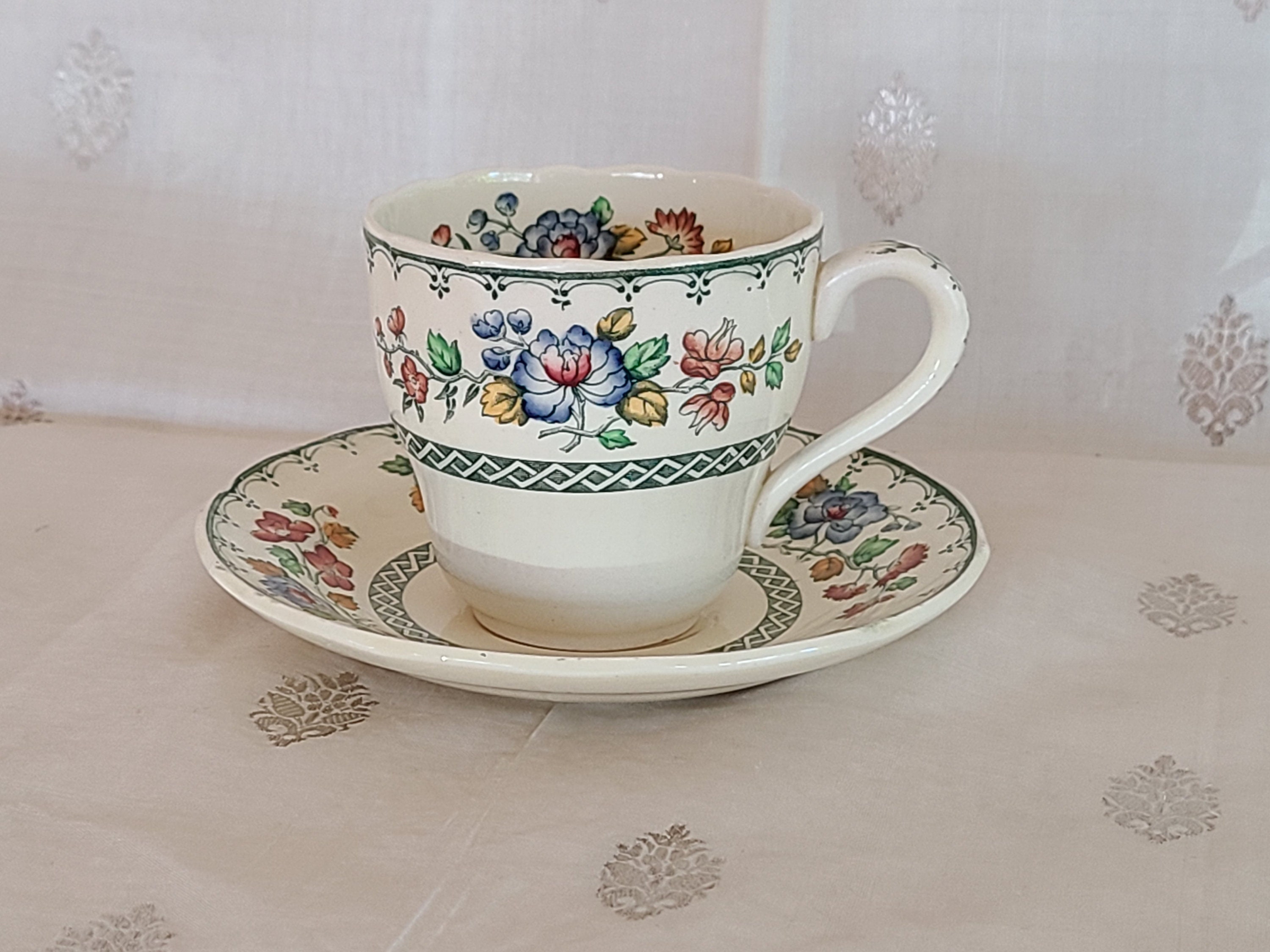 Vintage Flat Cup and Saucer Copeland Spode Royal Jasmine Etsy