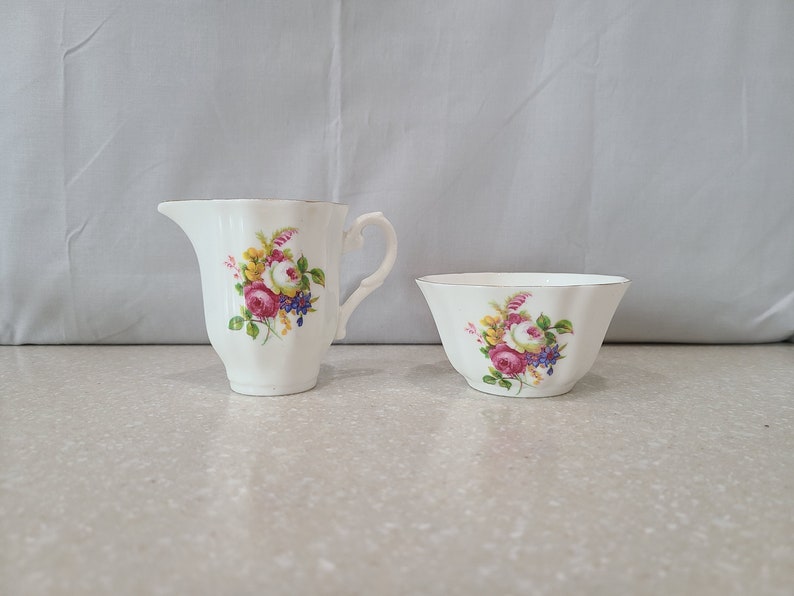 Vintage Royal Grafton Fine Bone China Creamer and Sugar Bowl, Made in England, Circa 1950s image 1