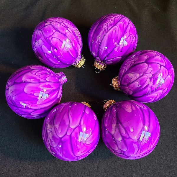 Vintage Christmas by Krebs Vintage Cascade Purple Set of 6 Glass Ornaments