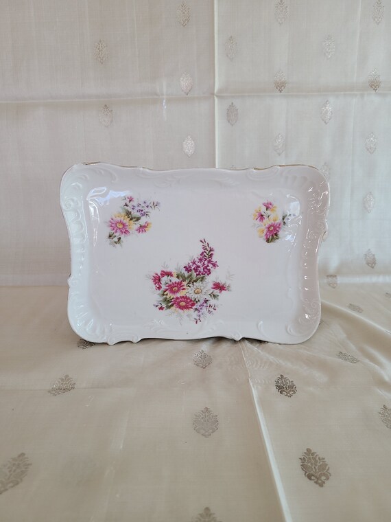 Vintage German Bone China Floral Tray Made in Munich Germany Etsy