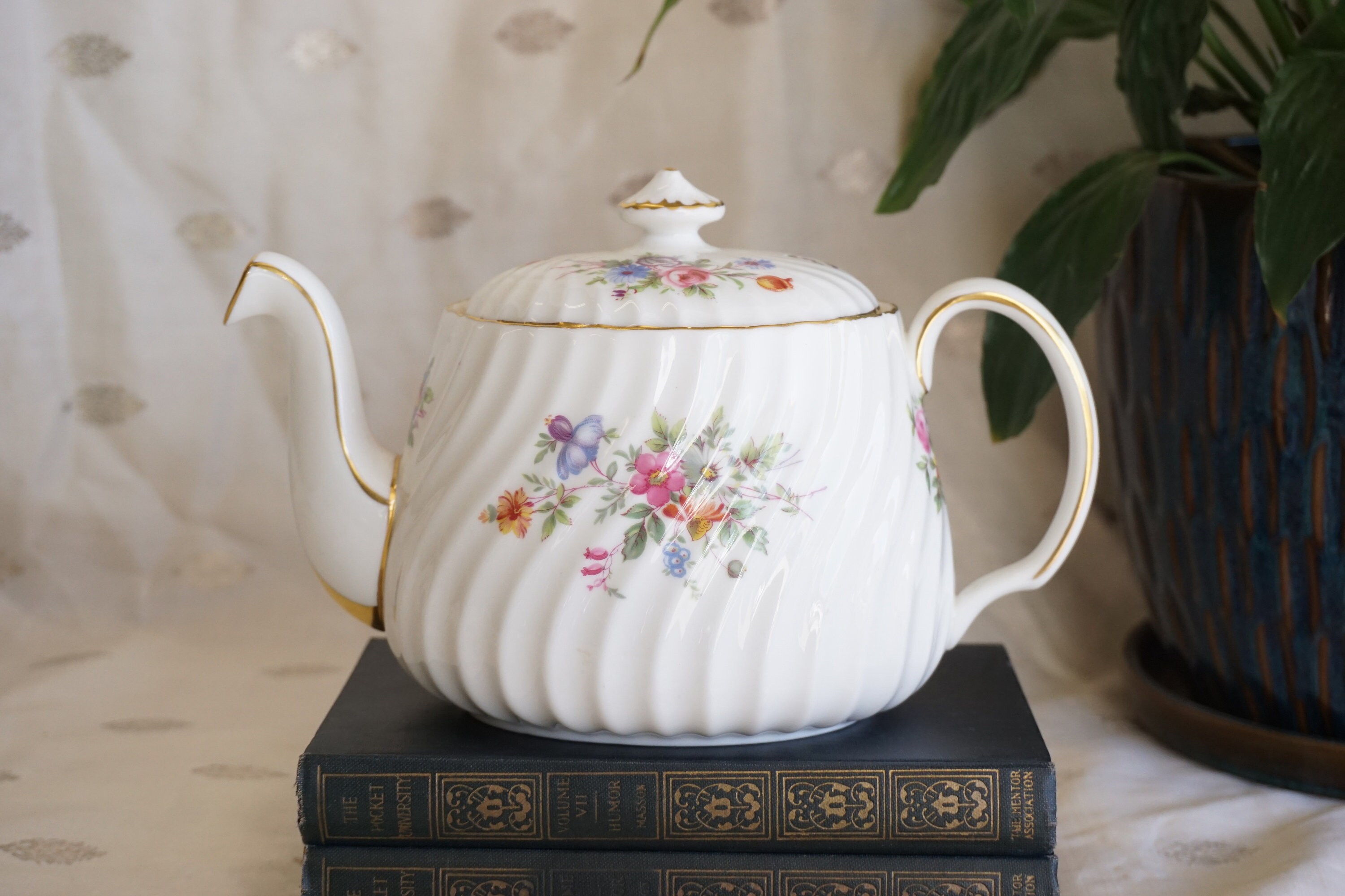 Vintage Minton Marlow Teapot, Bone China Teapot, Fine China Teapot, English Teapot, Floral