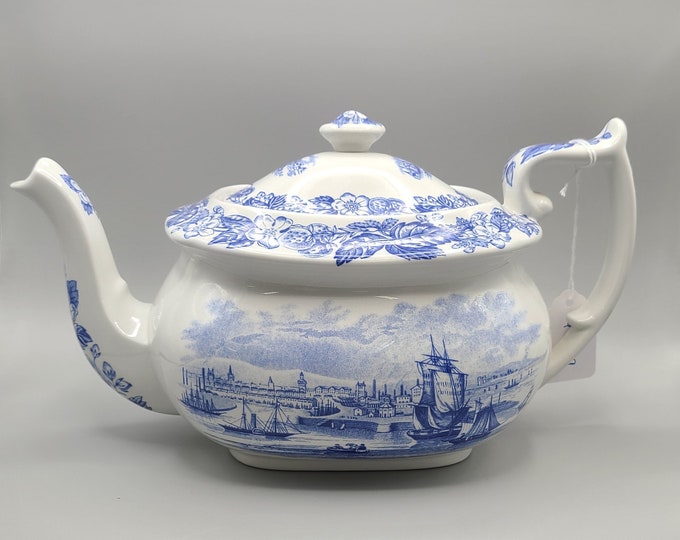 Spode Old Salem, Blue Room Collection S3441 Blue & White, Teapot and