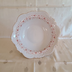 Vintage Mitterteich Bavaria Lady Claire Round Serving Bowl - 9 inch Floral Pink Roses Gold Rim China